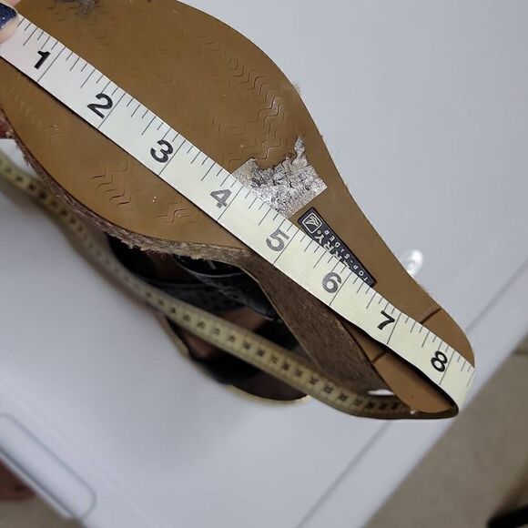 Sperry Top Sider Leather Wedges Eyelet Sisal Rope Slide On Sandals Tan Brown - Picture 6 of 16